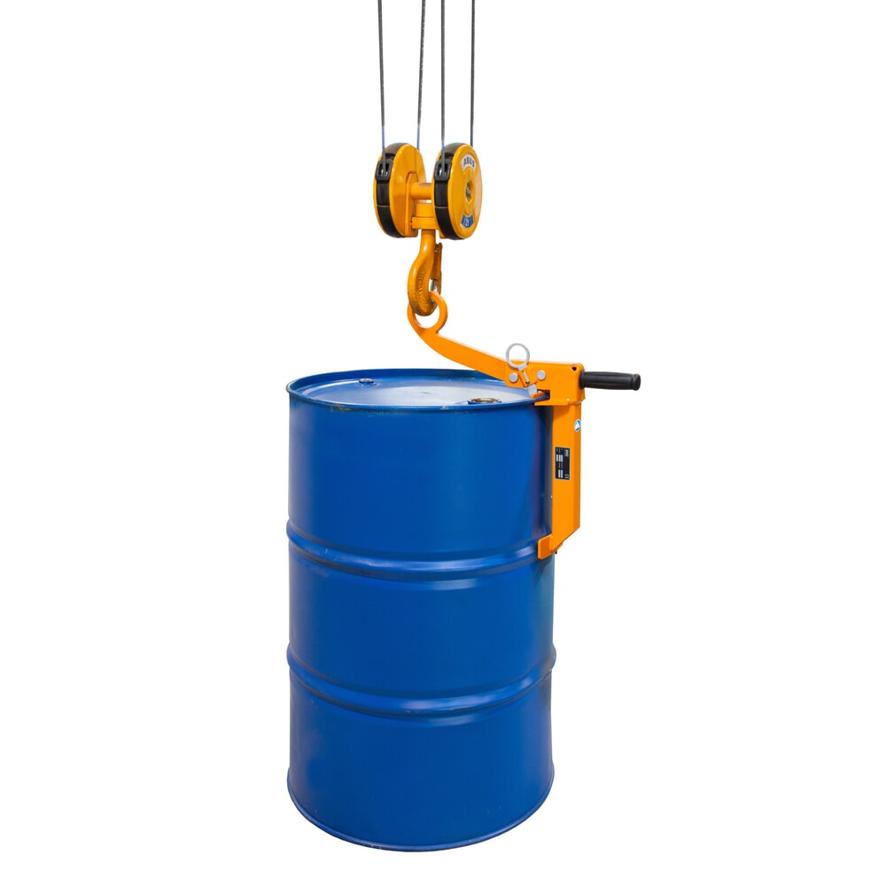 Produktabbildung: Bauer® Fassgreifer FKL für Stahl-Spundfässer, Klemmfunktion, lackiert, Gelborange