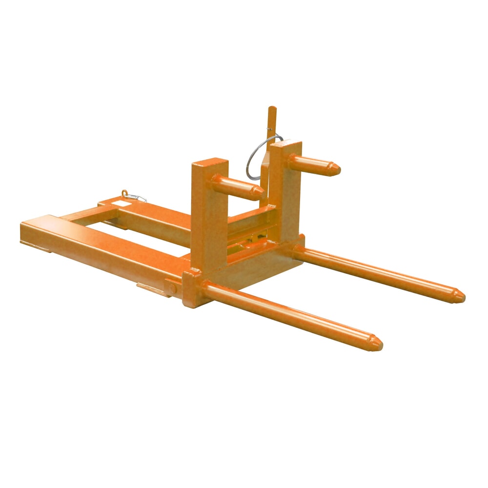 Produktabbildung: Bauer® Fassgreifer FW-I für 200-l-Stahl-Spundfässern und Rollreifenfässer, Fasswendung, Stapleranbau, lackiert, Gelborange