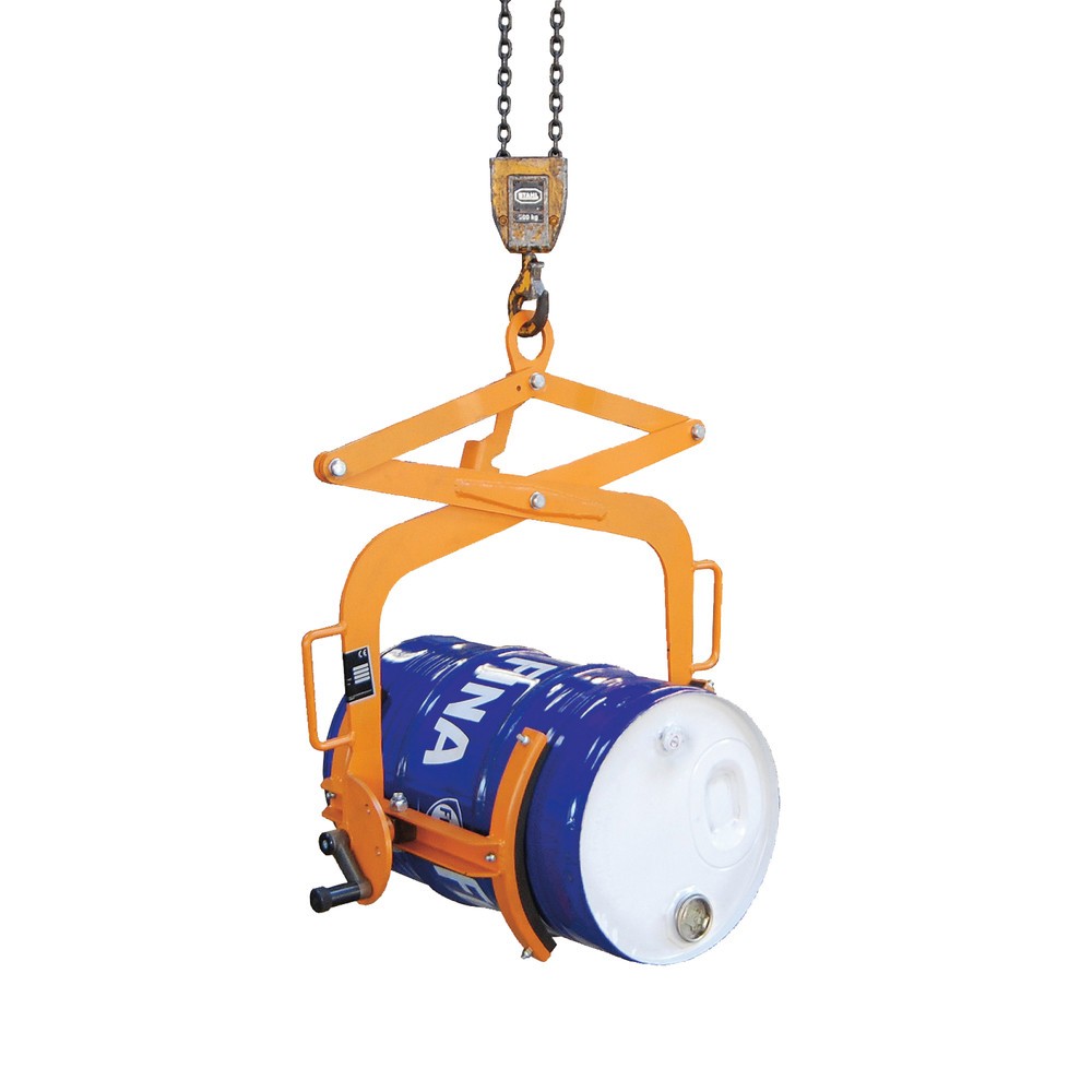 Produktabbildung: Bauer® Fassgreifer mit Zangenfunktion für Stahlfässer 60 Liter, Tragkraft 100 kg, feuerverzinkt