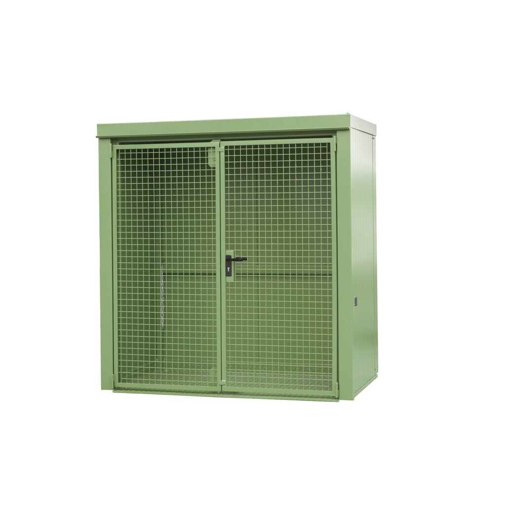 Produktabbildung: Bauer® Gasflaschen-Container GFC-B, feuerbeständig, für max. 28 Flaschen, resedagrün