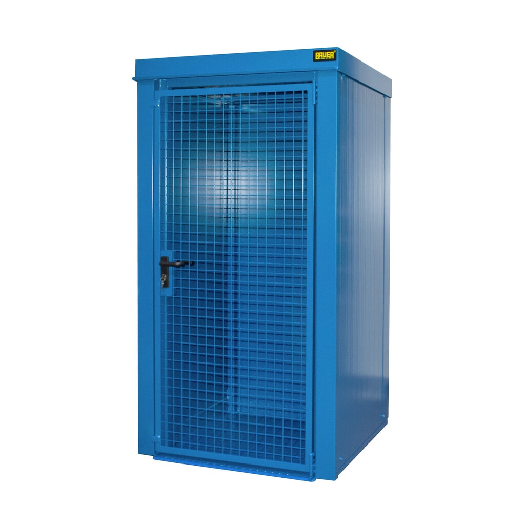 Bauer® Gasflaschen-Container GFC-B, feuerbeständig, für max. 9 Flaschen, lichtblau Produktabbildung: Bauer® Gasflaschen-Container GFC-B, feuerbeständig, für max. 9 Flaschen, lichtblau