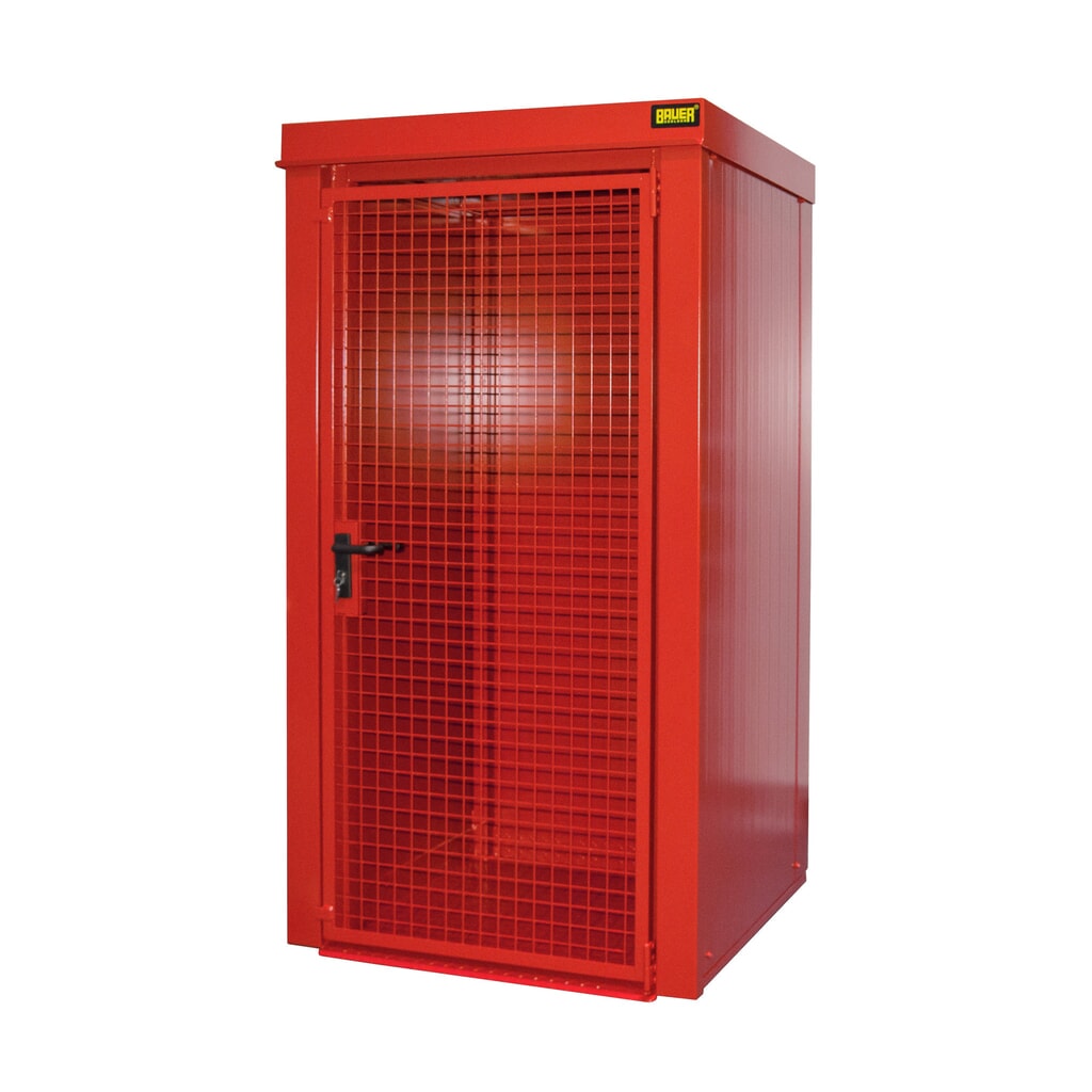 Bauer® Gasflaschen-Container GFC-B, feuerbeständig, für max. 9 Flaschen, feuerrot Produktabbildung: Bauer® Gasflaschen-Container GFC-B, feuerbeständig, für max. 9 Flaschen, feuerrot