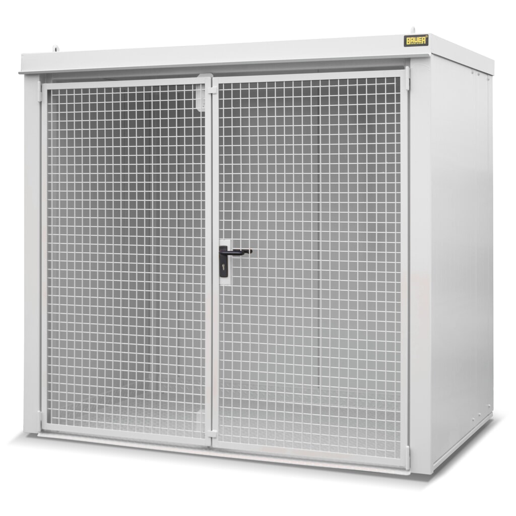 Bauer® Gasflaschen-Container GFC-B, feuerbeständig, für max. 45 Flaschen, grauweiss Produktabbildung: Bauer® Gasflaschen-Container GFC-B, feuerbeständig, für max. 45 Flaschen, grauweiss