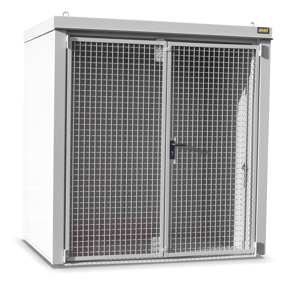 Bauer® Gasflaschen-Container GFC-B, feuerbeständig, für max. 35 Flaschen, grauweiss Produktabbildung: Bauer® Gasflaschen-Container GFC-B, feuerbeständig, für max. 35 Flaschen, grauweiss