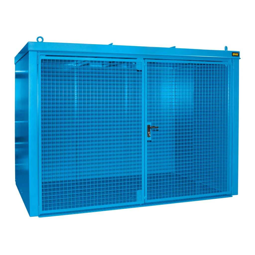 Produktabbildung: Bauer® Gasflaschen-Container GFC-B, feuerbeständig, für max. 60 Flaschen, lichtblau
