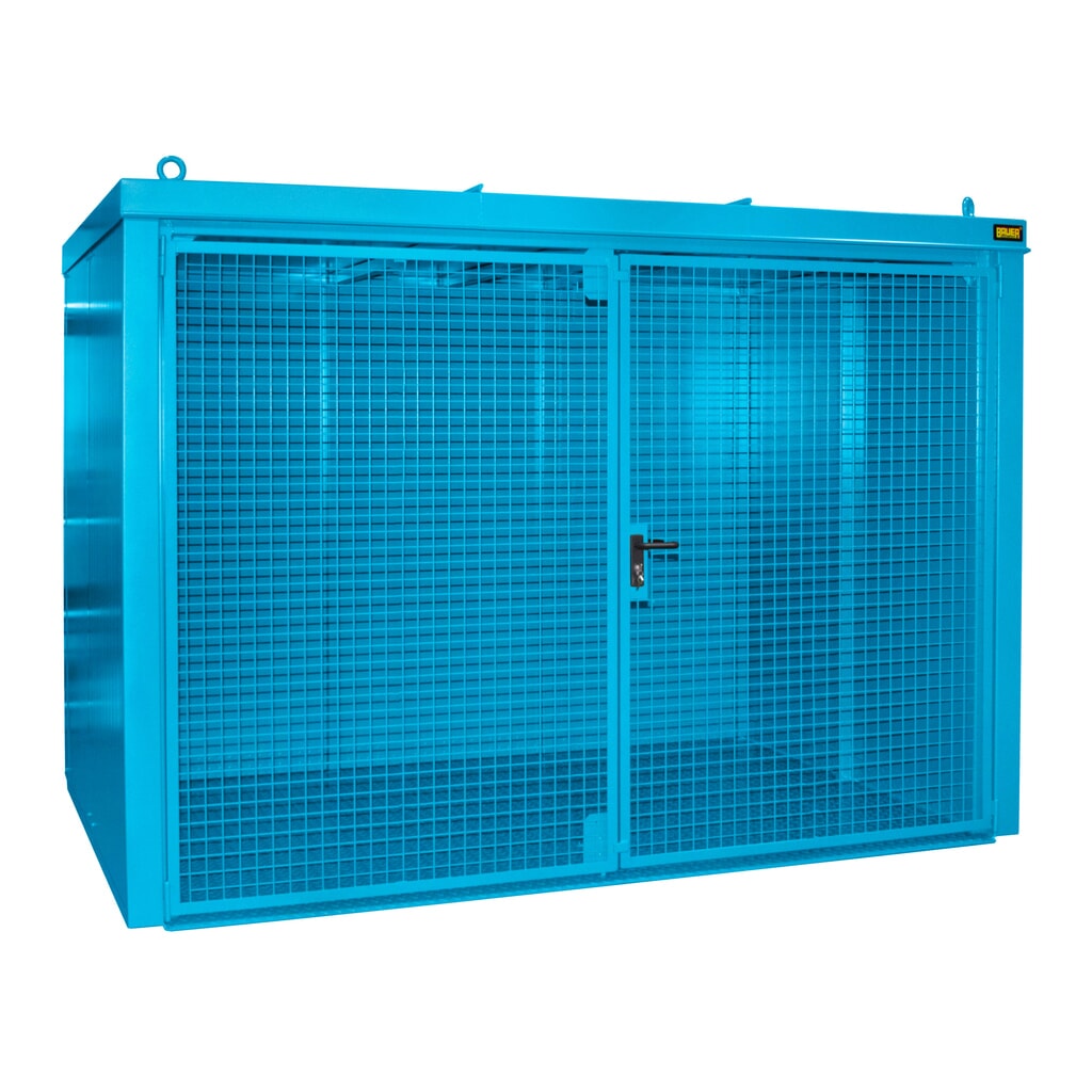 Produktabbildung: Bauer® Gasflaschen-Container GFC-B, feuerbeständig, für max. 96 Flaschen, lichtblau