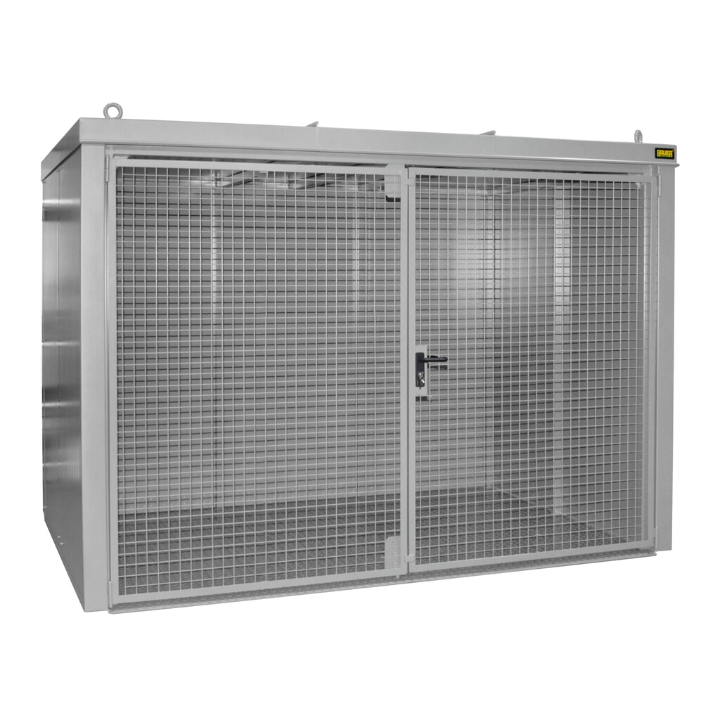 Produktabbildung: Bauer® Gasflaschen-Container GFC-B, feuerbeständig, für max. 96 Flaschen, mausgrau