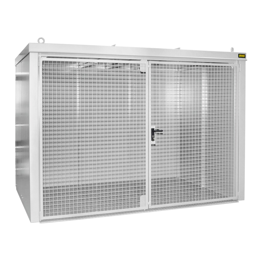 Produktabbildung: Bauer® Gasflaschen-Container GFC-B, feuerbeständig, für max. 96 Flaschen, grauweiss