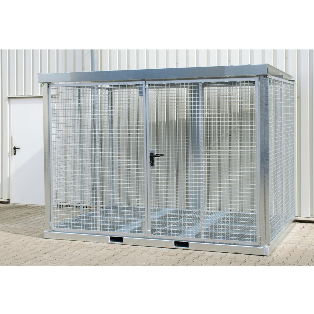 Produktabbildung: Bauer® Gasflaschen-Container, mit Staplertaschen, max. 104 Gasflaschen, Gitterrostboden