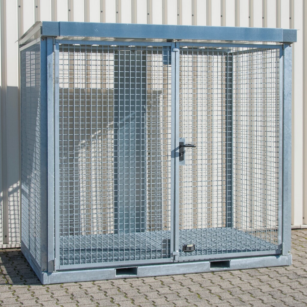 Bauer® Gasflaschen-Container, mit Staplertaschen, max. 60 Gasflaschen, Gitterrostboden Produktabbildung: Bauer® Gasflaschen-Container, mit Staplertaschen, max. 60 Gasflaschen, Gitterrostboden
