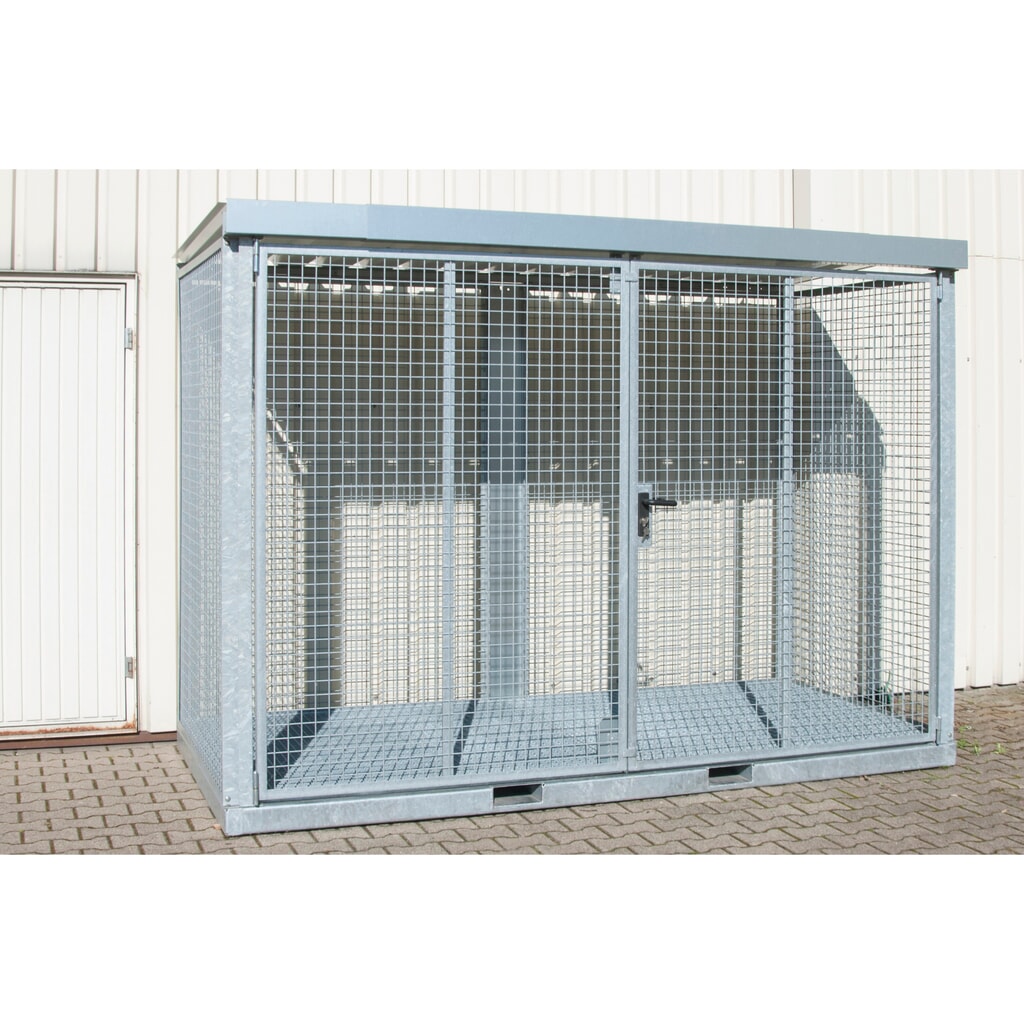 Bauer® Gasflaschen-Container, mit Staplertaschen, max. 78 Gasflaschen, Gitterrostboden Produktabbildung: Bauer® Gasflaschen-Container, mit Staplertaschen, max. 78 Gasflaschen, Gitterrostboden