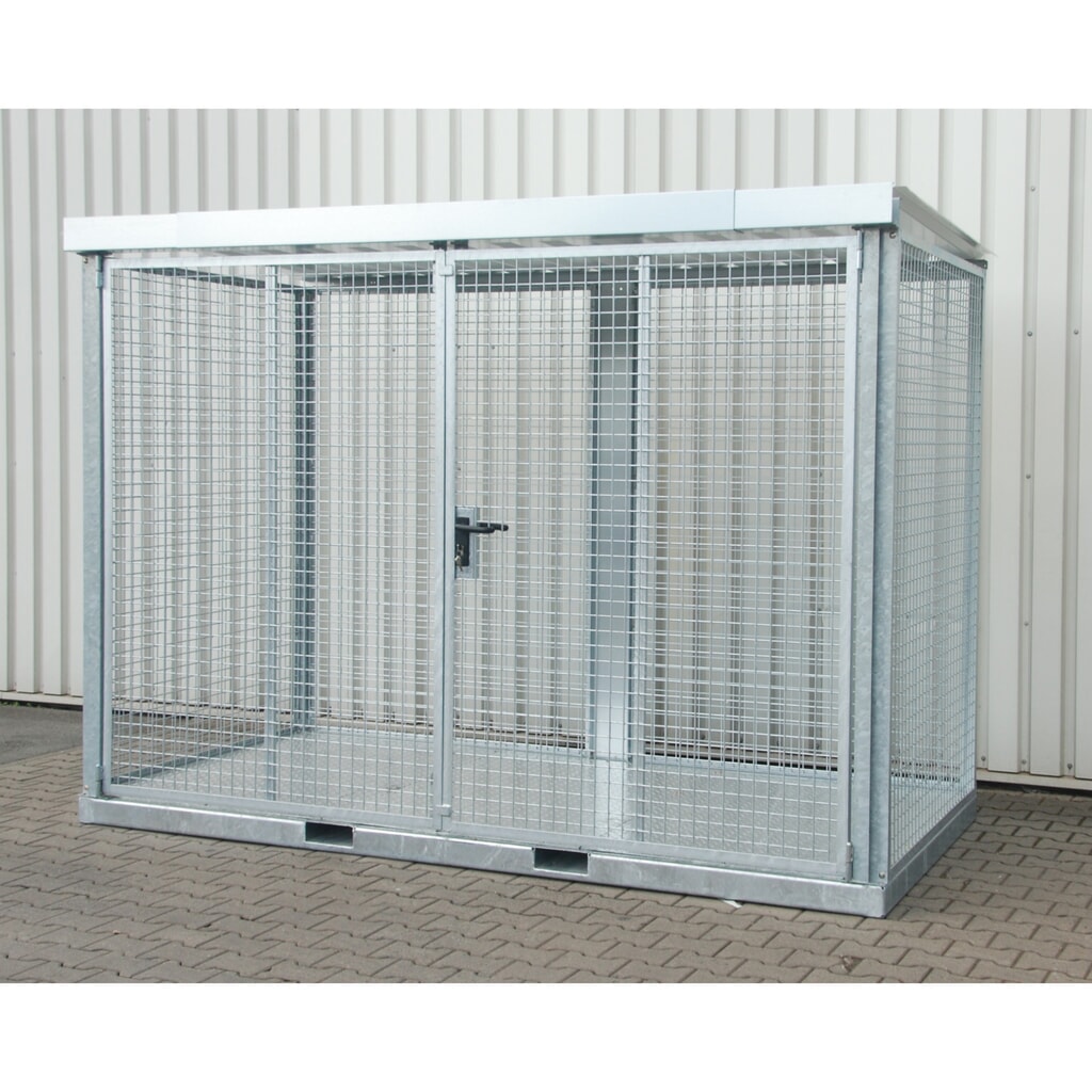 Bauer® Gasflaschen-Container, mit Staplertaschen, max. 78 Gasflaschen, Tränenblechboden Produktabbildung: Bauer® Gasflaschen-Container, mit Staplertaschen, max. 78 Gasflaschen, Tränenblechboden