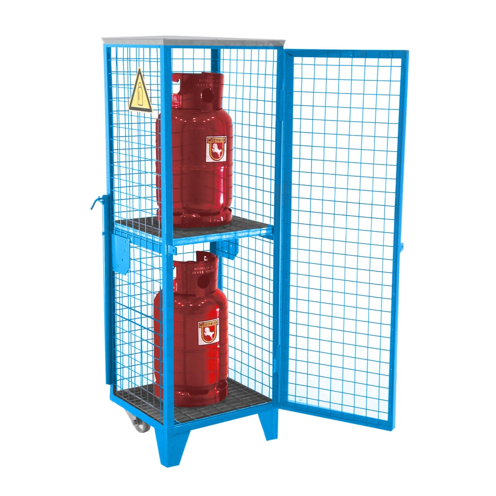Bauer® Gasflaschen-Gitterschrank, 1-türig, Sockelfüsse/Räder, HxBxT 1.580 x 520 x 500 mm Produktabbildung: Bauer® Gasflaschen-Gitterschrank, 1-türig, Sockelfüsse/Räder, HxBxT 1.580 x 520 x 500 mm