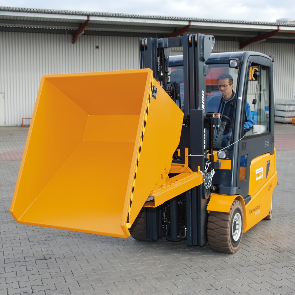 Produktabbildung Nr. 3: Bauer® Kippbehälter mit Abrollmechanik, lackiert, Volumen 0,15 m³, RAL 2000 gelborange