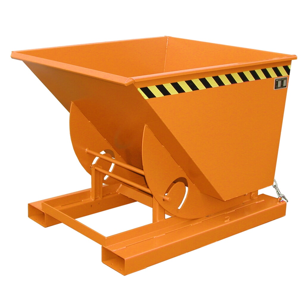 Bauer® Kippbehälter mit Abrollmechanik, TK 1.000 kg, lackiert, Volumen 0,75 m³, RAL 2000 gelborange Produktabbildung: Bauer® Kippbehälter mit Abrollmechanik, TK 1.000 kg, lackiert, Volumen 0,75 m³, RAL 2000 gelborange