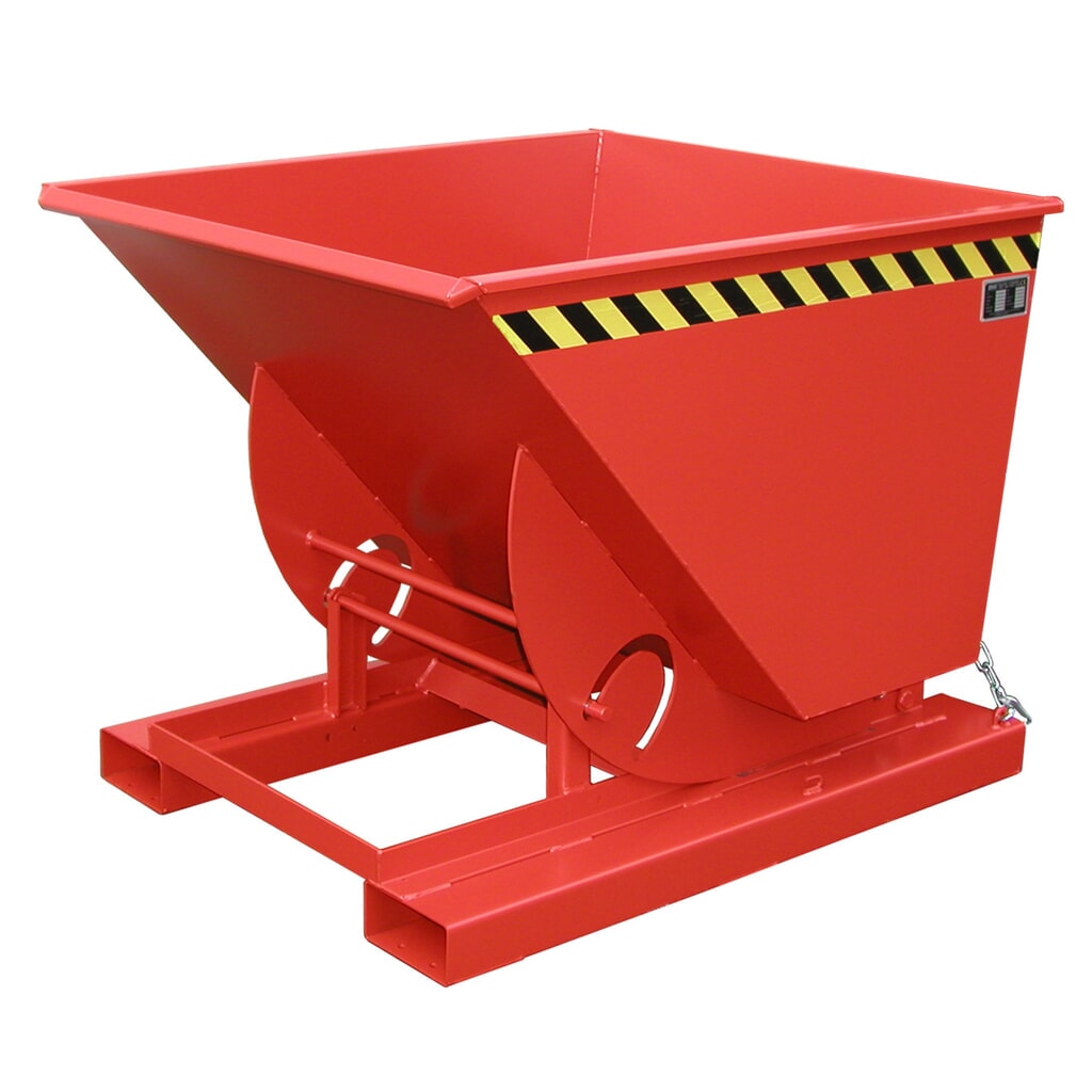 Produktabbildung: Bauer® Kippbehälter mit Abrollmechanik, TK 1.000 kg, lackiert, Volumen 0,75 m³, RAL 3000 feuerrot