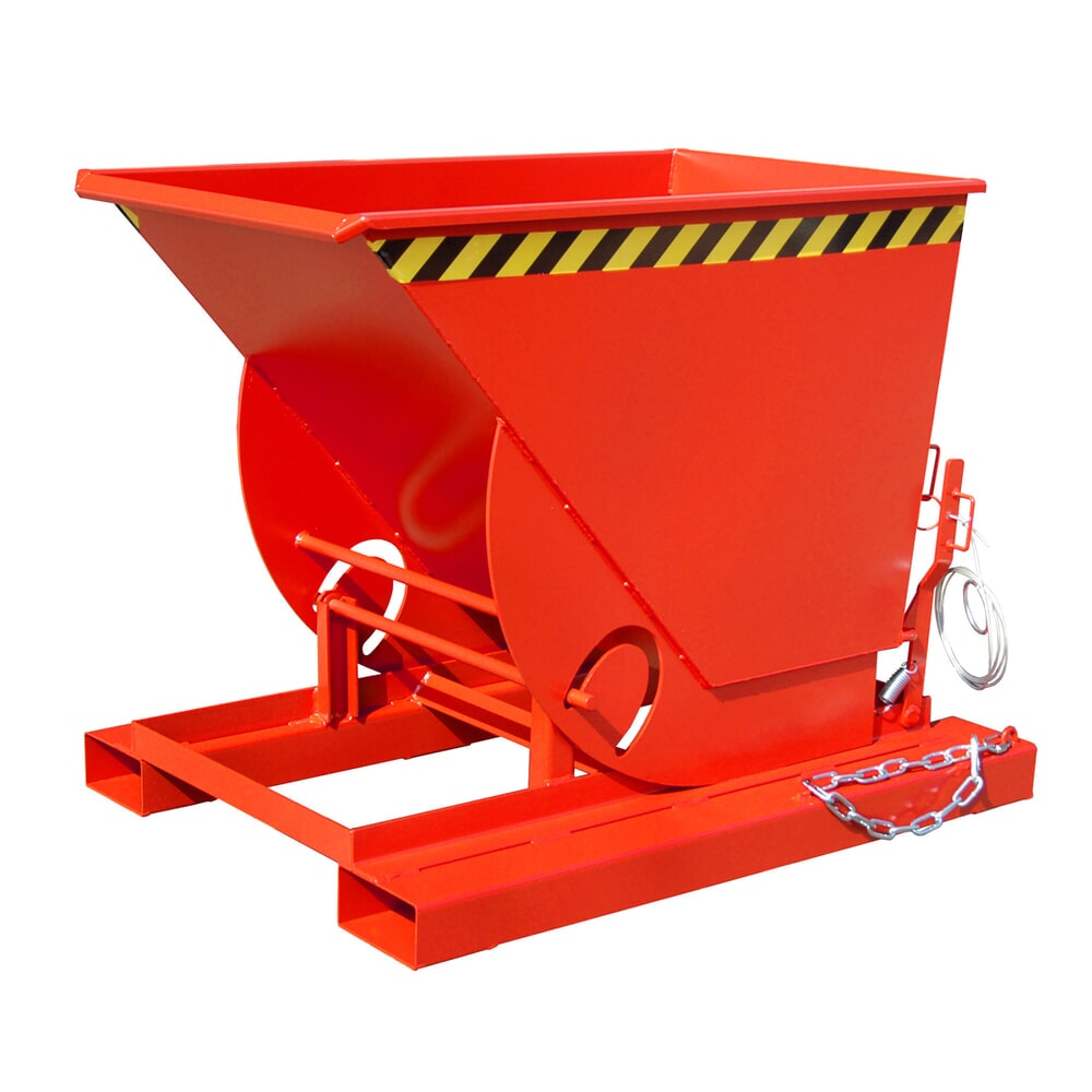Produktabbildung: Bauer® Kippbehälter mit Abrollmechanik, TK 1.000 kg, lackiert, Volumen 0,5 m³, RAL 3000 feuerrot