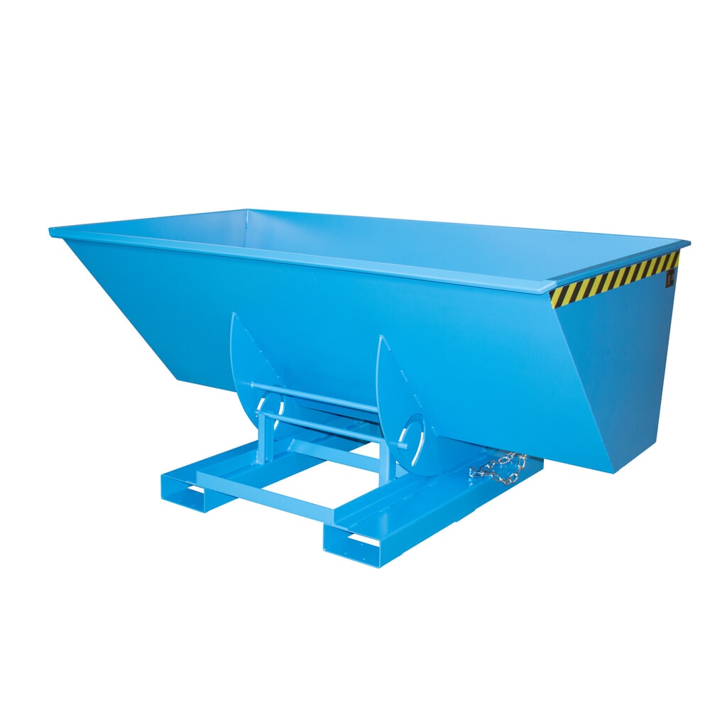 Produktabbildung: Bauer® Kippbehälter mit Abrollmechanik, TK 1.000 kg, lackiert, Volumen 1,5 m³, RAL 5012 lichtblau