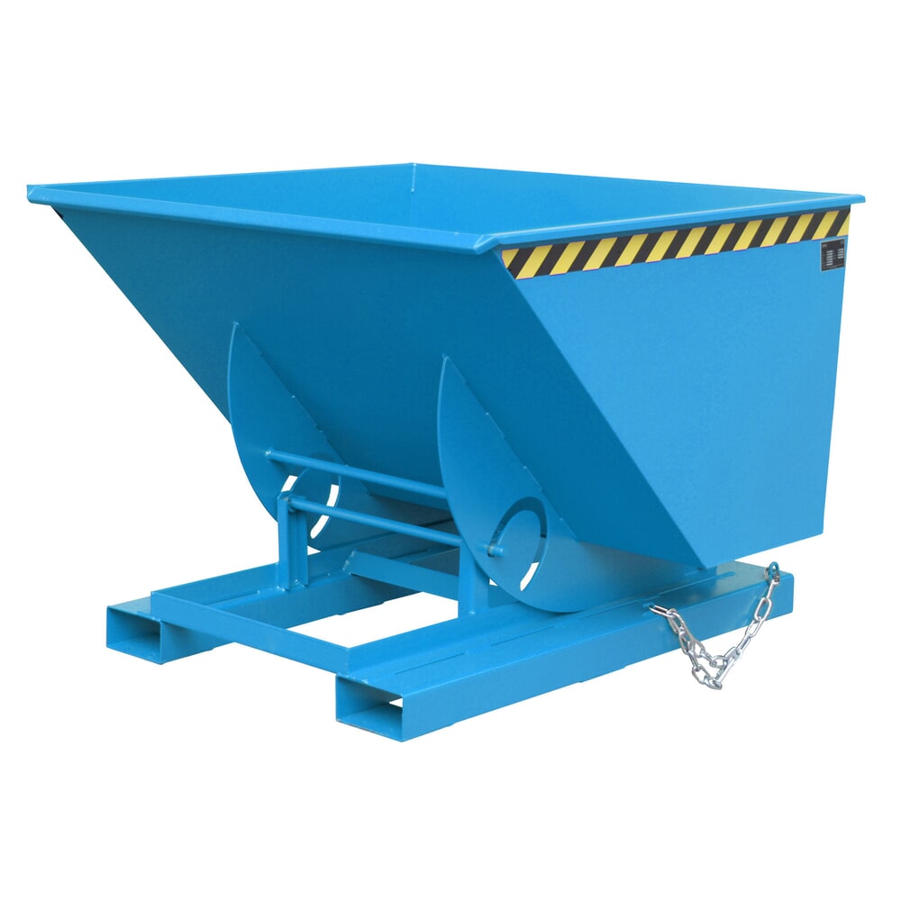 Produktabbildung: Bauer® Kippbehälter mit Abrollmechanik, TK 1.000 kg, lackiert, Volumen 1 m³, RAL 5012 lichtblau