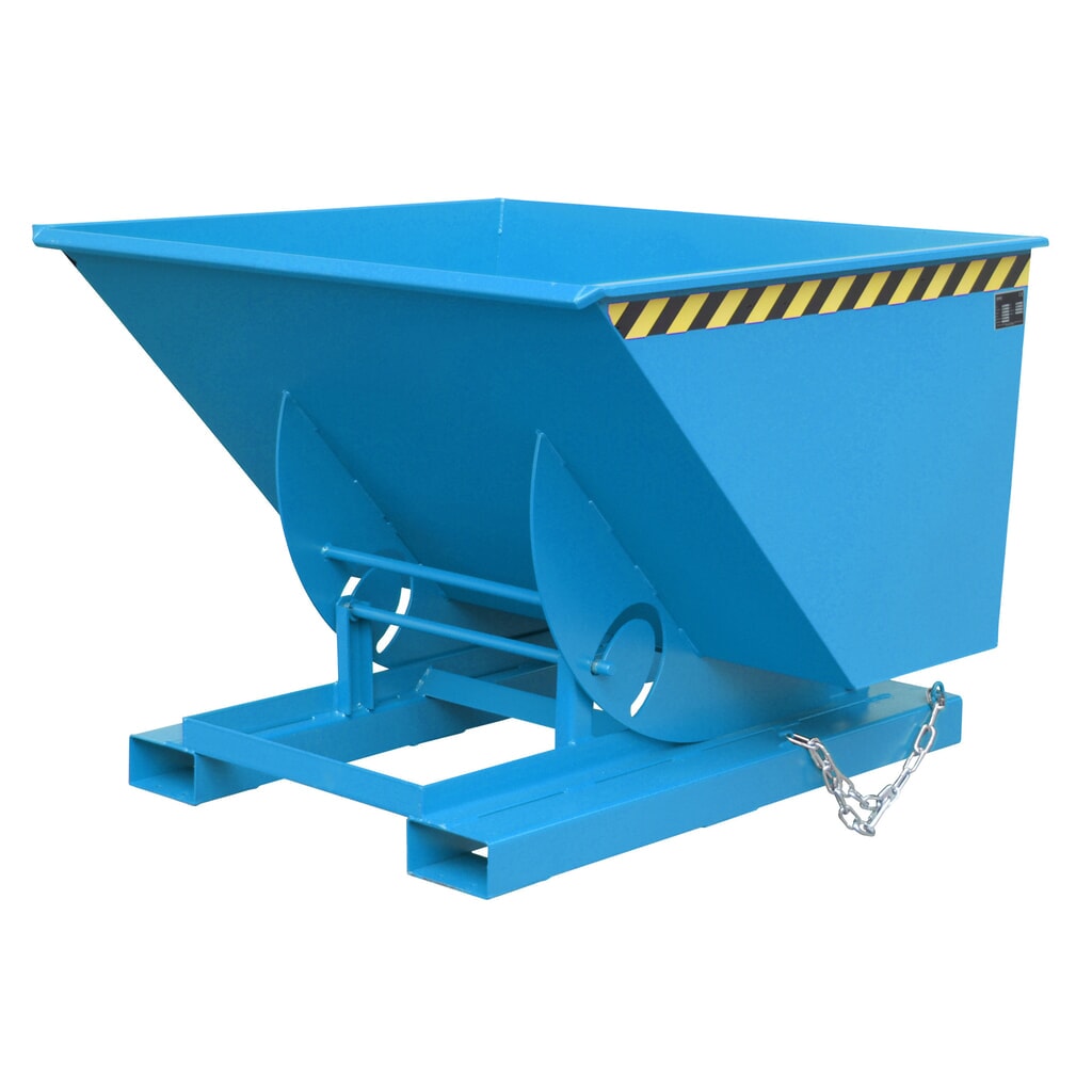 Bauer® Kippbehälter mit Abrollmechanik, TK 1.000 kg, lackiert, Volumen 1 m³, RAL 5012 lichtblau Produktabbildung: Bauer® Kippbehälter mit Abrollmechanik, TK 1.000 kg, lackiert, Volumen 1 m³, RAL 5012 lichtblau