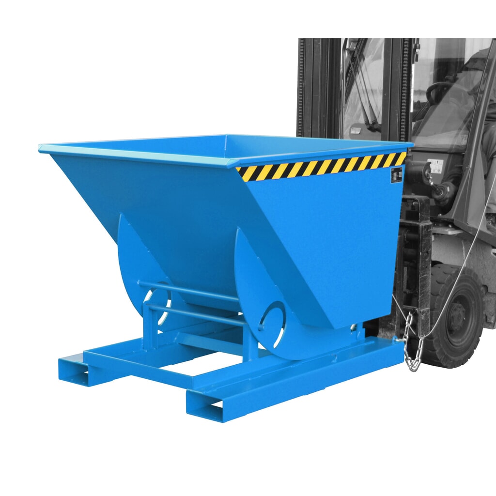 Bauer® Kippbehälter mit Abrollmechanik, TK 1.000 kg, lackiert, Volumen 0,75 m³, RAL 5012 lichtblau Produktabbildung: Bauer® Kippbehälter mit Abrollmechanik, TK 1.000 kg, lackiert, Volumen 0,75 m³, RAL 5012 lichtblau