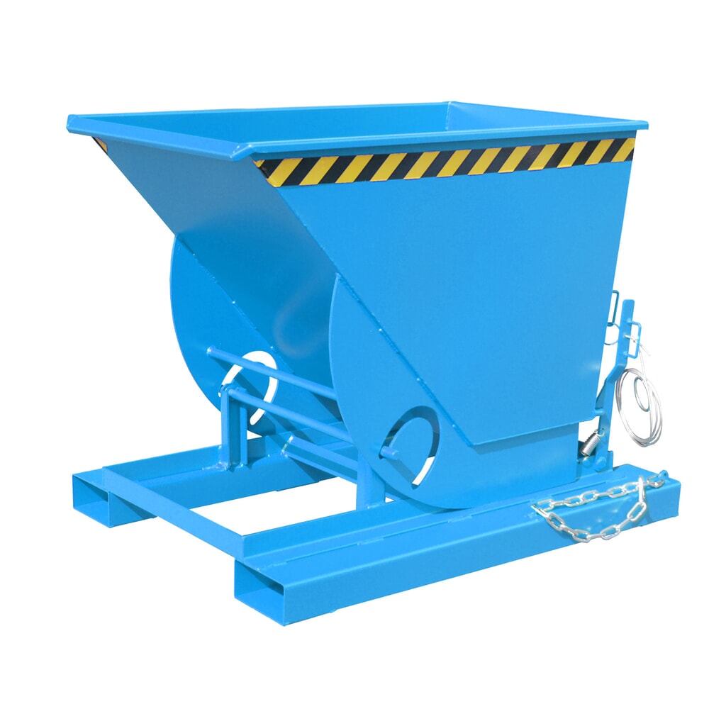 Bauer® Kippbehälter mit Abrollmechanik, TK 1.000 kg, lackiert, Volumen 0,5 m³, RAL 5012 lichtblau Produktabbildung Nr. 1: Bauer® Kippbehälter mit Abrollmechanik, TK 1.000 kg, lackiert, Volumen 0,5 m³, RAL 5012 lichtblau