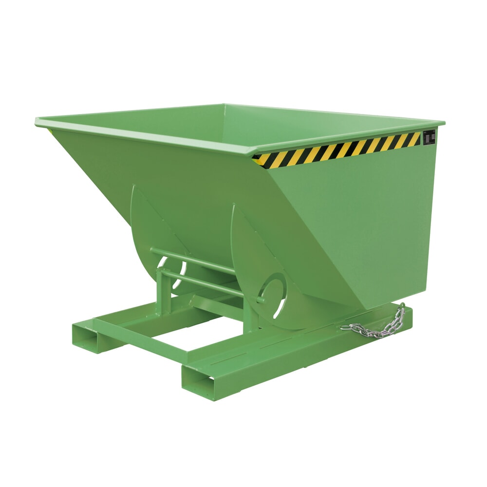 Produktabbildung: Bauer® Kippbehälter mit Abrollmechanik, TK 1.000 kg, lackiert, Volumen 1 m³, RAL 6011 resedagrün
