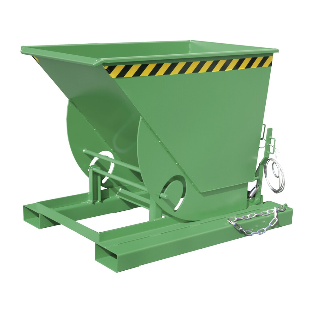 Produktabbildung: Bauer® Kippbehälter mit Abrollmechanik, TK 1.000 kg, lackiert, Volumen 0,5 m³, RAL 6011 resedagrün