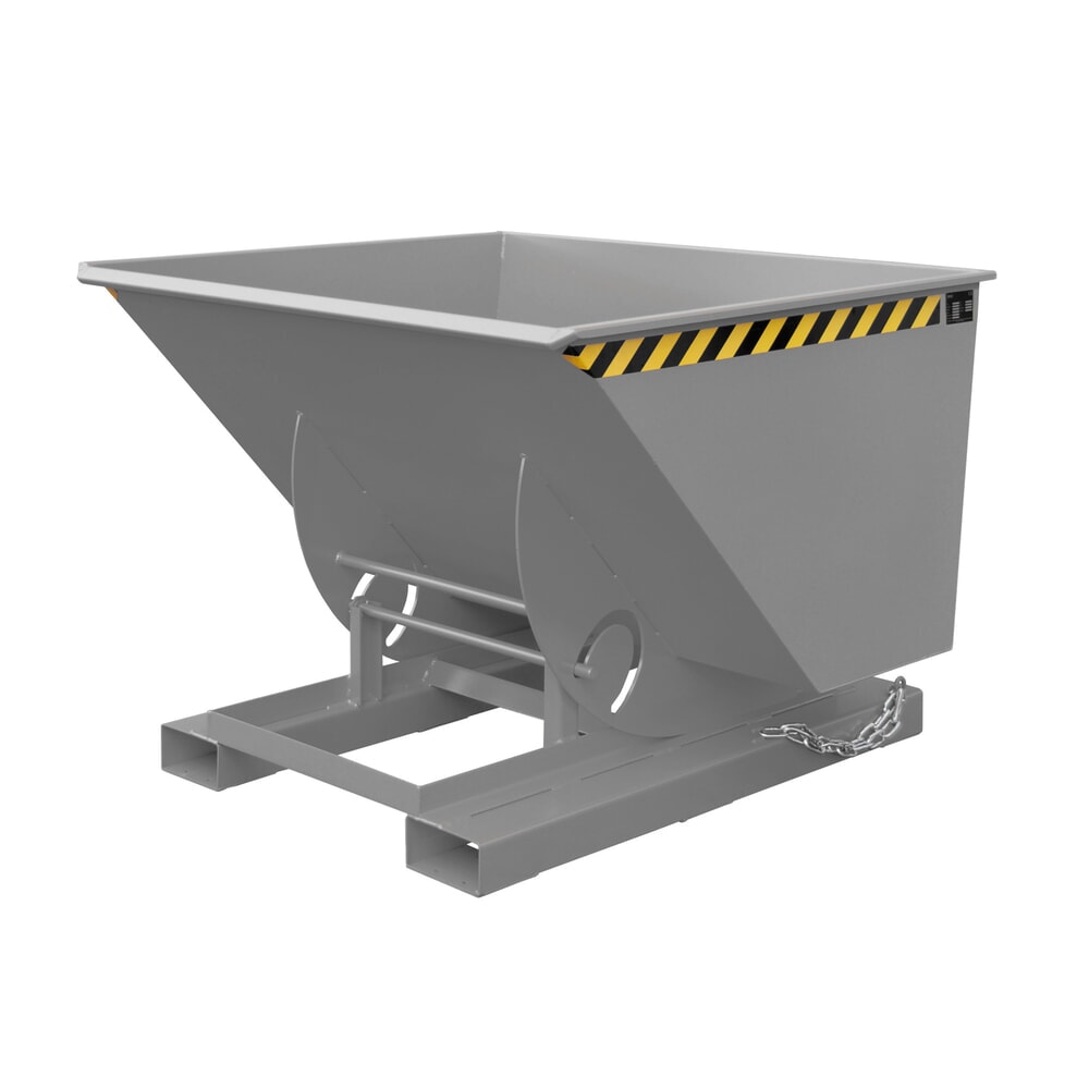 Produktabbildung: Bauer® Kippbehälter mit Abrollmechanik, TK 1.000 kg, lackiert, Volumen 1 m³, RAL 7005 mausgrau