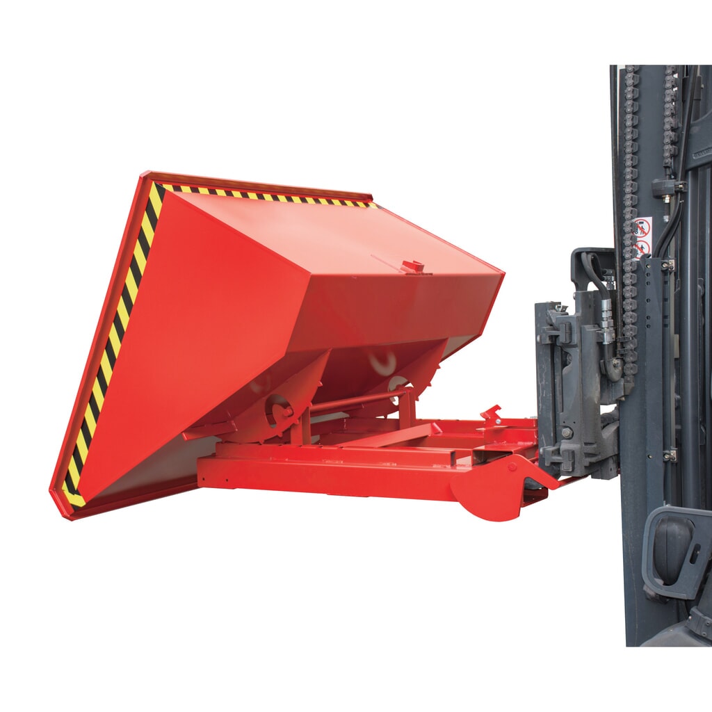 Produktabbildung Nr. 8: Bauer® Kippbehälter mit automatischer Abrollmechanik, TK 1.000 kg, lackiert, Volumen 0,6 m³, RAL 3000 feuerrot
