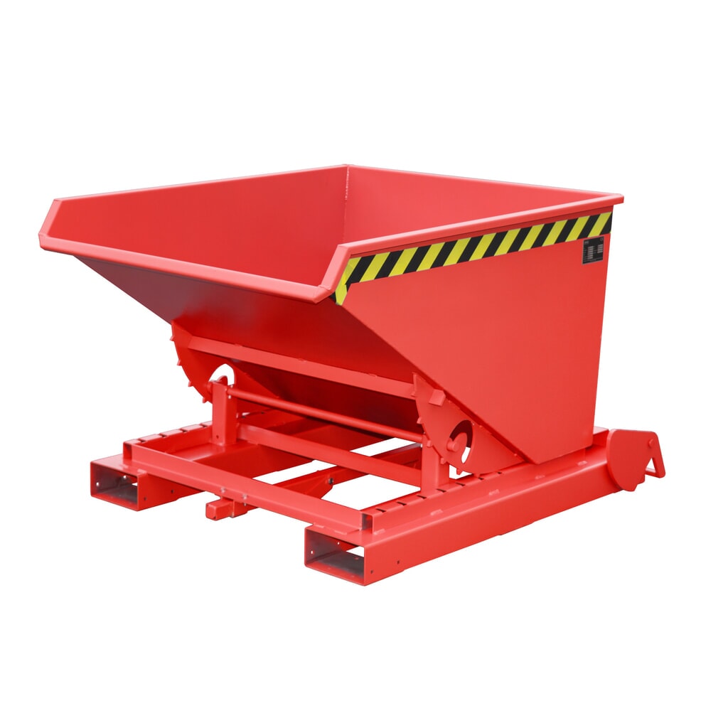 Produktabbildung Nr. 1: Bauer® Kippbehälter mit automatischer Abrollmechanik, TK 1.000 kg, lackiert, Volumen 0,6 m³, RAL 3000 feuerrot