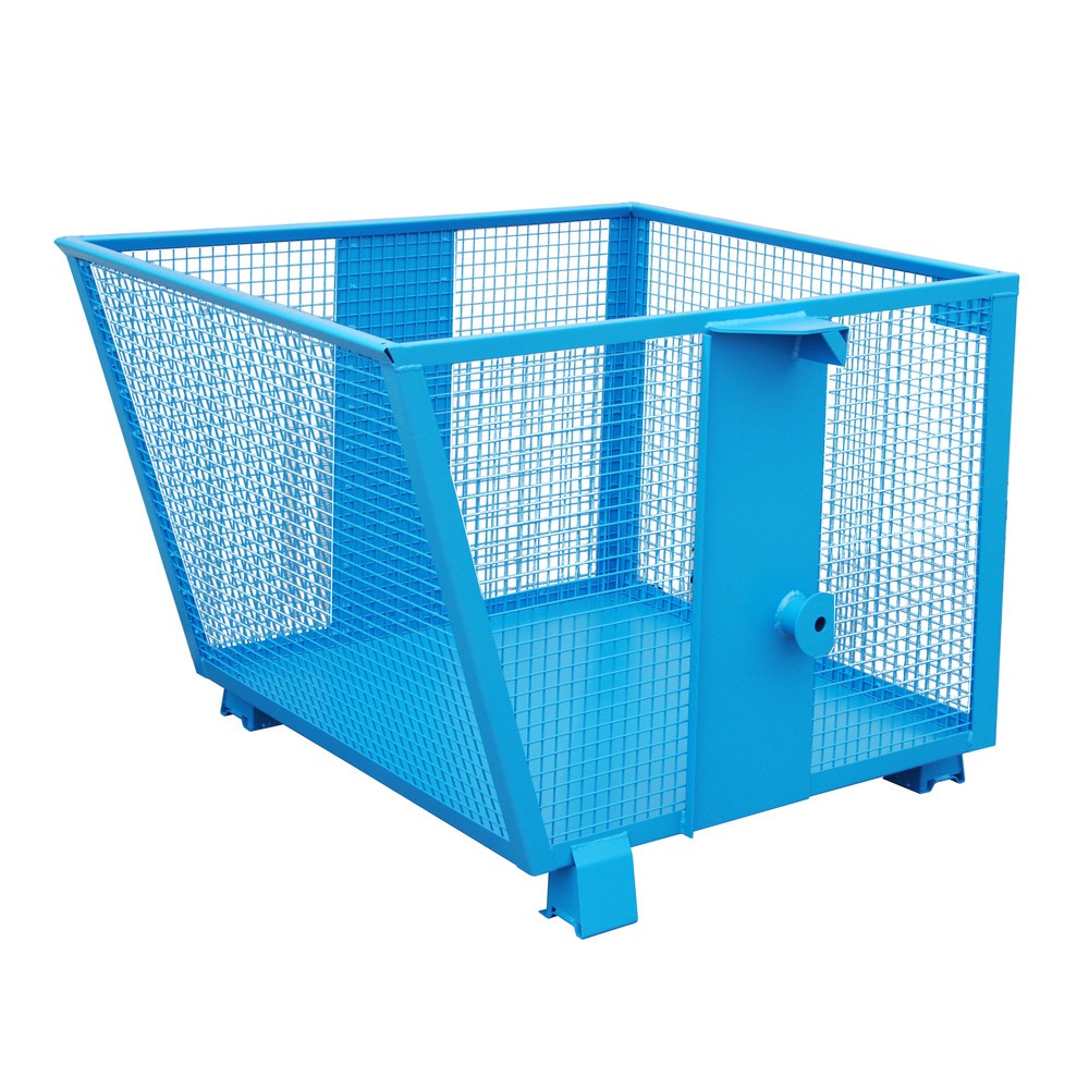 Produktabbildung: Bauer® Kippbehälter mit Gitterwänden, lackiert, Volumen 0,9 m³, RAL 5012 lichtblau