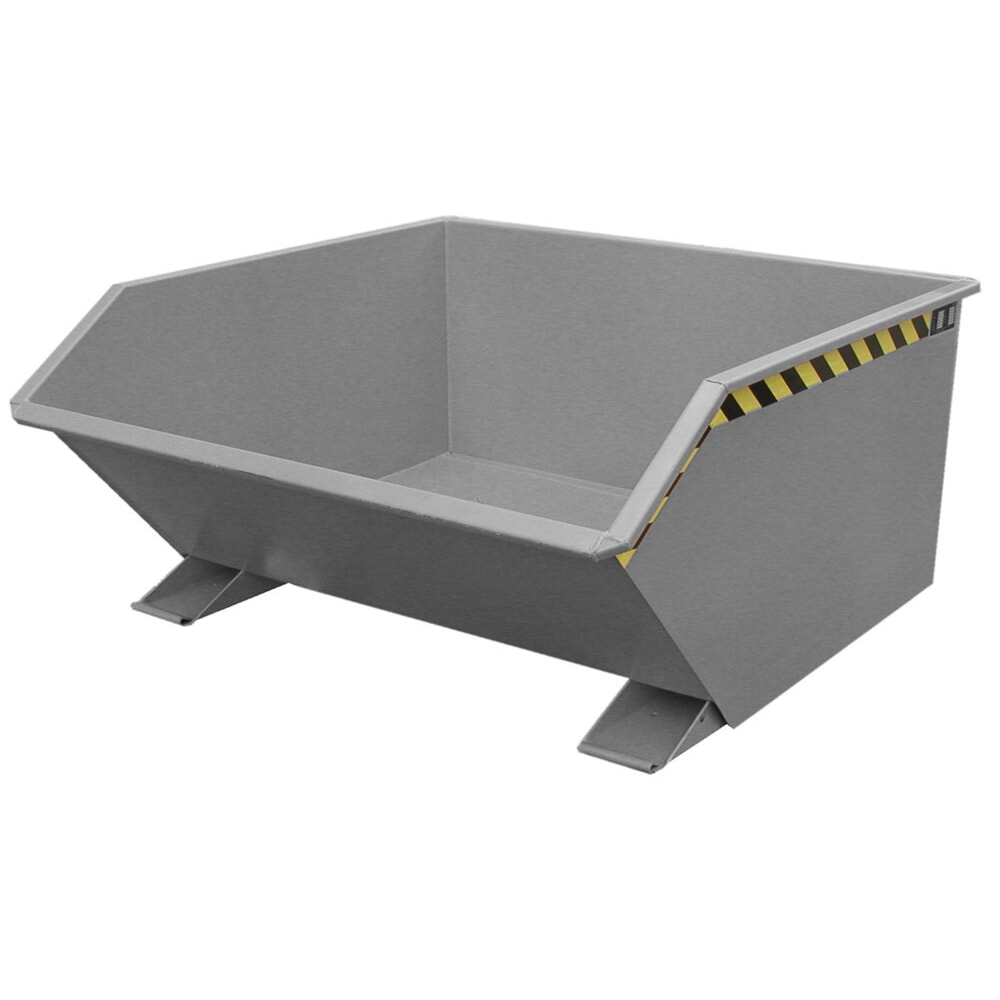 Produktabbildung: Bauer® Kippbehälter, niedrige Bauhöhe, lackiert, Volumen 0,75 m³, RAL 7005 mausgrau