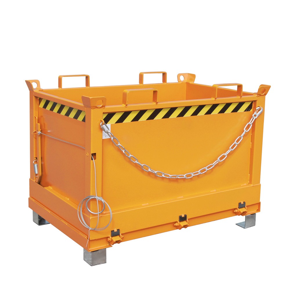 Produktabbildung: Bauer® Klappbodenbehälter, 3-fach stapelbar, lackiert, Volumen 0,5 m³, RAL 2000 gelborange