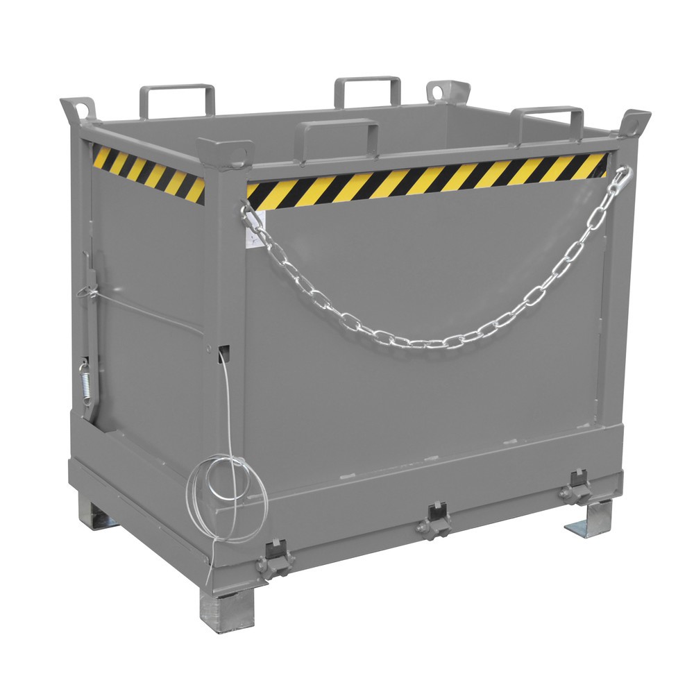 Produktabbildung: Bauer® Klappbodenbehälter, 3-fach stapelbar, lackiert, Volumen 0,75 m³, RAL 7005 mausgrau
