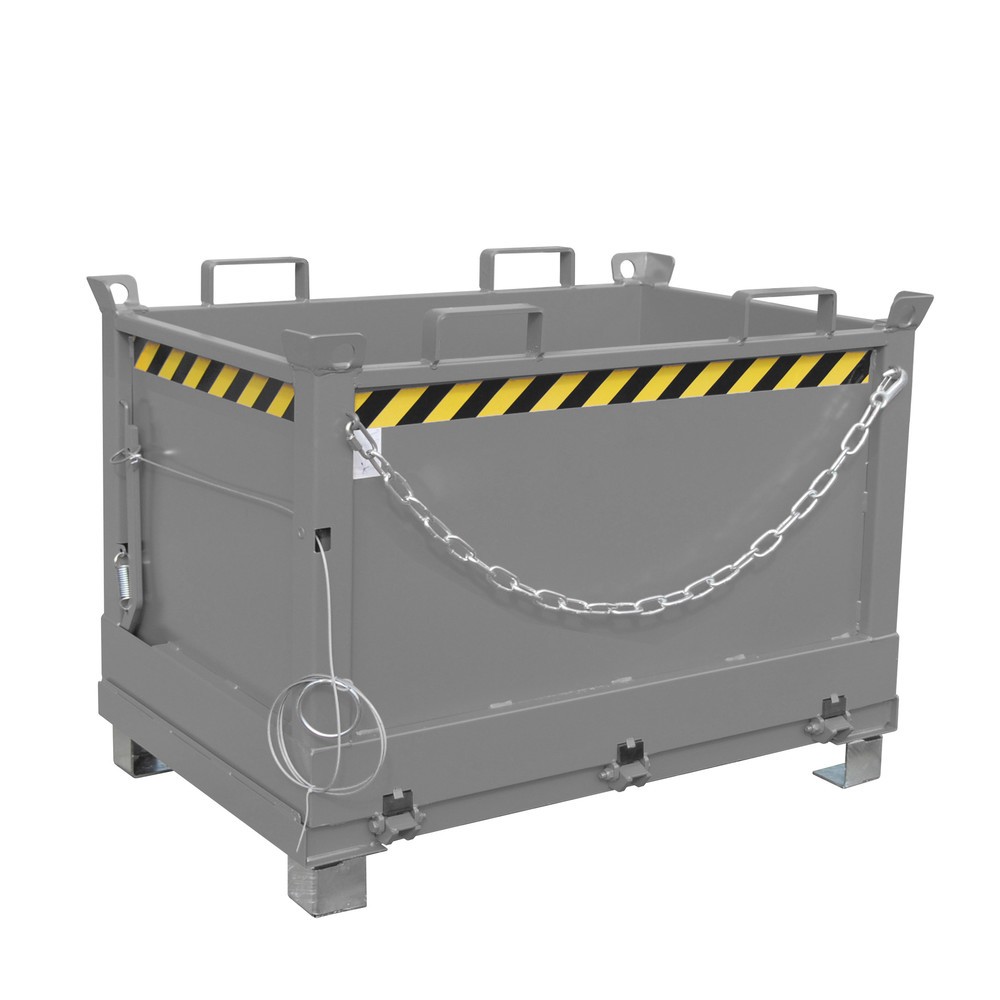 Produktabbildung: Bauer® Klappbodenbehälter, 3-fach stapelbar, lackiert, Volumen 0,5 m³, RAL 7005 mausgrau