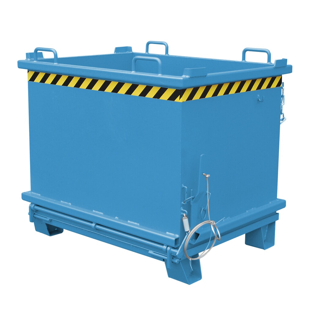 Bauer® Klappbodenbehälter, verstärkte Bodenklappe, lackiert, Volumen 1 m³, RAL 5012 lichtblau Produktabbildung: Bauer® Klappbodenbehälter, verstärkte Bodenklappe, lackiert, Volumen 1 m³, RAL 5012 lichtblau