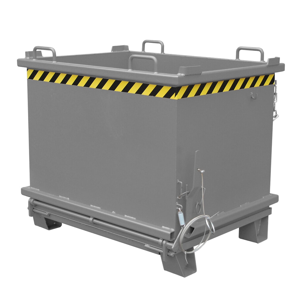 Bauer® Klappbodenbehälter, verstärkte Bodenklappe, lackiert, Volumen 1 m³, RAL 7005 mausgrau Produktabbildung: Bauer® Klappbodenbehälter, verstärkte Bodenklappe, lackiert, Volumen 1 m³, RAL 7005 mausgrau