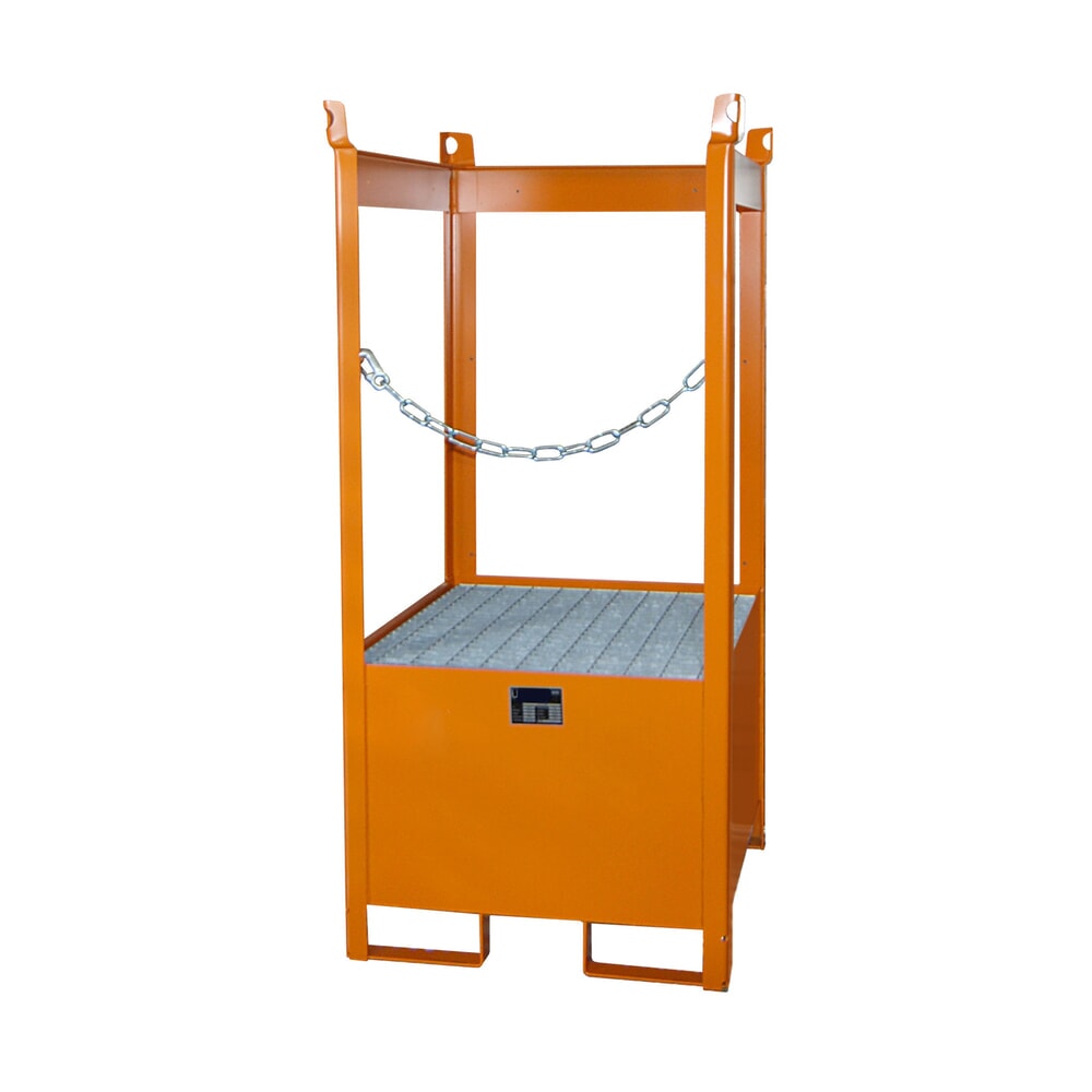 Produktabbildung Nr. 2: Bauer® Lager-/Transportpalette auf Auffangwanne, HxBxT 1.590 x 760 x 760 mm, offen, gelborange