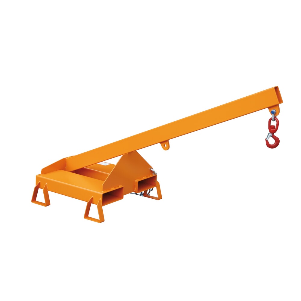 Produktabbildung: Bauer® Kranarm Modell 2, starre Ausführung, 2 Hakenpositionen, Grundlänge 1.600 mm, TK 1.000 kg, gelborange