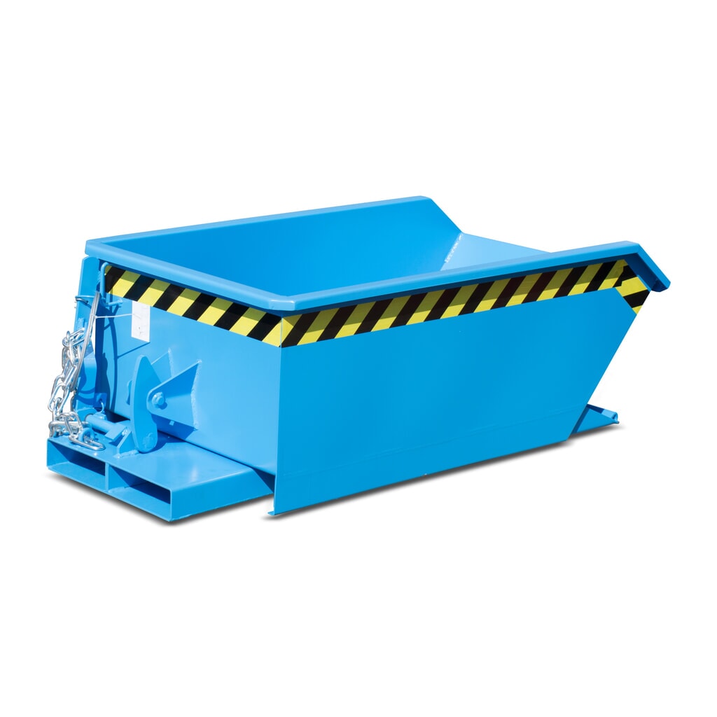 Bauer® Mini-Kippbehälter, extrem niedrige Bauhöhe, lackiert, Volumen 0,23 m³, RAL 5012 lichtblau Produktabbildung Nr. 6: Bauer® Mini-Kippbehälter, extrem niedrige Bauhöhe, lackiert, Volumen 0,23 m³, RAL 5012 lichtblau
