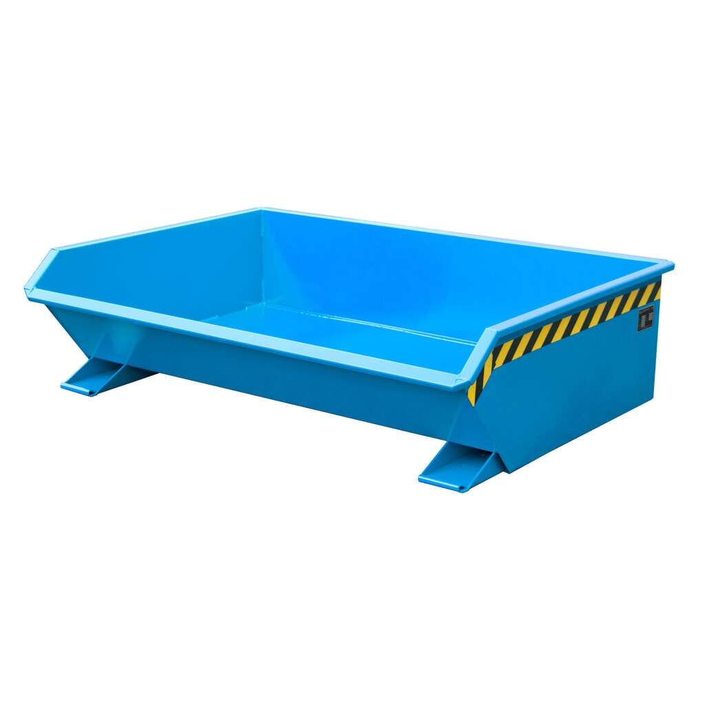 Produktabbildung: Bauer® Mini-Kippbehälter, extrem niedrige Bauhöhe, lackiert, Volumen 0,61 m³, RAL 5012 lichtblau