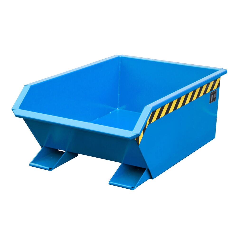 Bauer® Mini-Kippbehälter, extrem niedrige Bauhöhe, lackiert, Volumen 0,27 m³, RAL 5012 lichtblau Produktabbildung: Bauer® Mini-Kippbehälter, extrem niedrige Bauhöhe, lackiert, Volumen 0,27 m³, RAL 5012 lichtblau