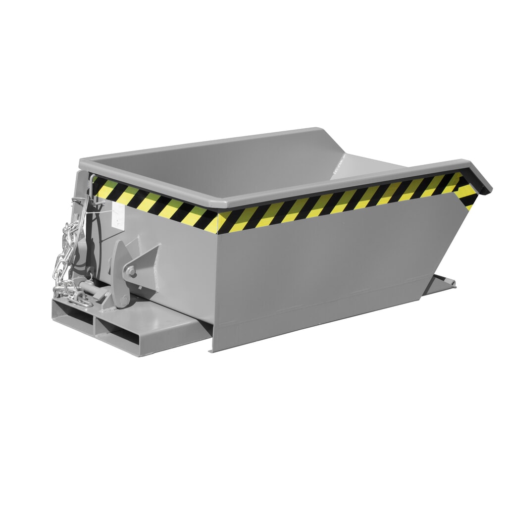 Bauer® Mini-Kippbehälter, extrem niedrige Bauhöhe, lackiert, Volumen 0,23 m³, RAL 7005 mausgrau Produktabbildung: Bauer® Mini-Kippbehälter, extrem niedrige Bauhöhe, lackiert, Volumen 0,23 m³, RAL 7005 mausgrau