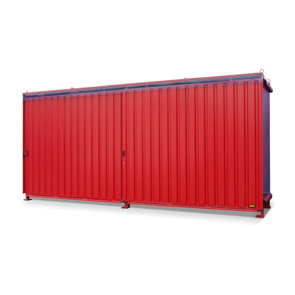 Produktabbildung: Bauer® Regalcontainer für 12x EP / 8x CP3, 2 Ebenen, 2 Schiebetüren, Führungsschiene, feuerrot