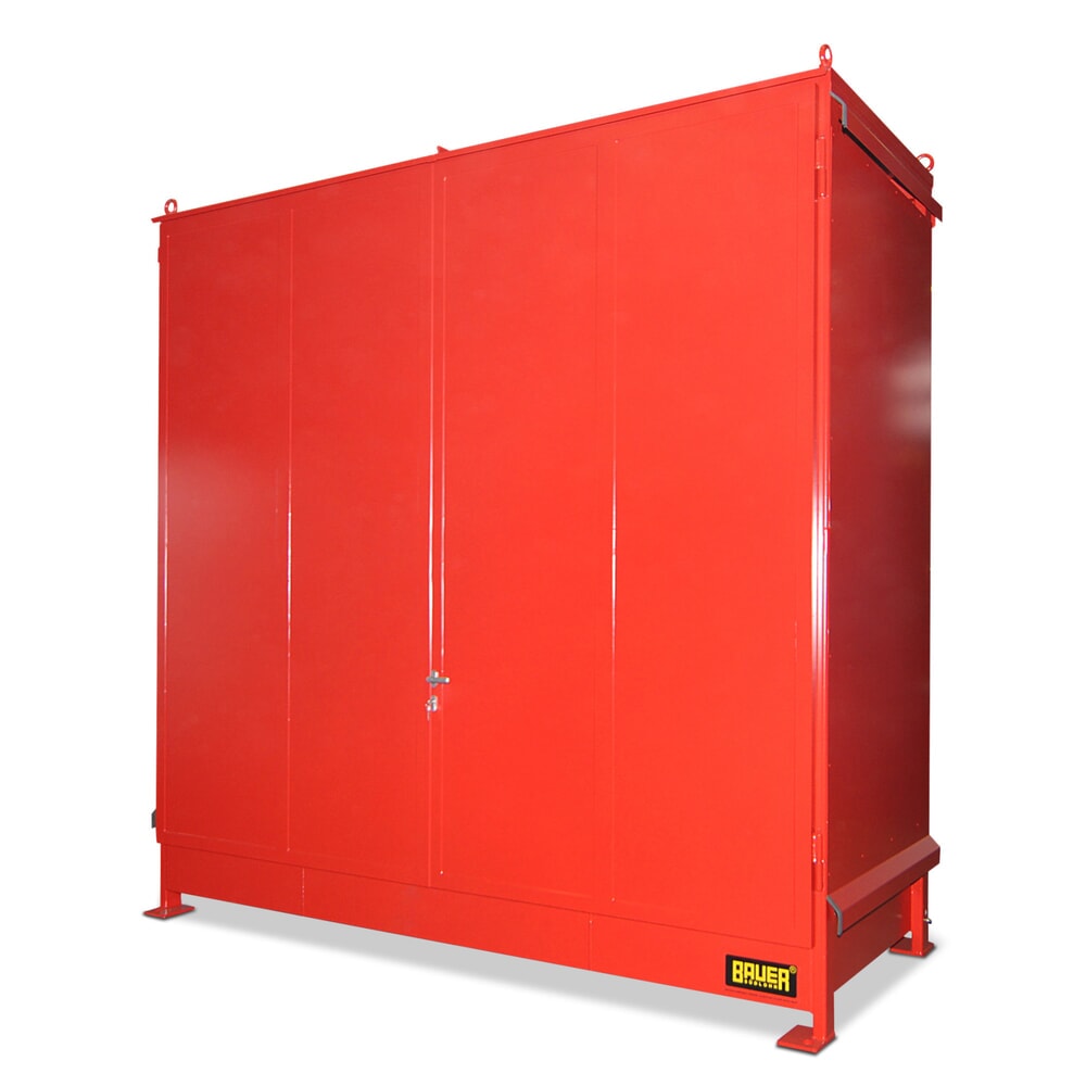 Produktabbildung: Bauer® Regalcontainer für 6x KTC/IBC, 2 Ebenen, 2 Flügeltüren, feuerrot