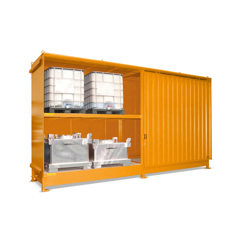Produktabbildung Nr. 2: Bauer® Regalcontainer für 8x KTC/IBC, 2 Ebenen, 2 Schiebetüren, Führungsschiene, lichtblau