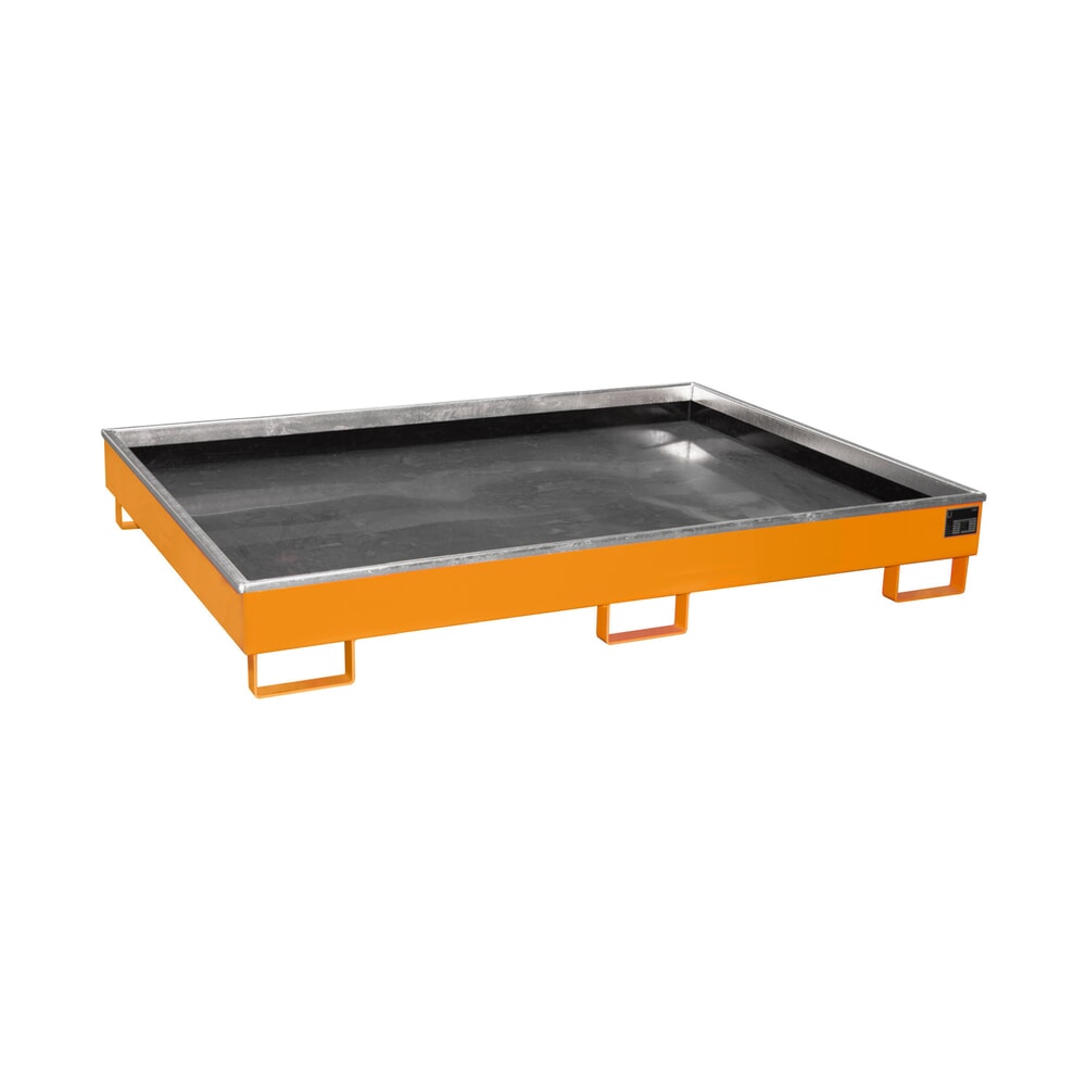 Produktabbildung: Bauer® Regal-Auffangwanne aus Stahl mit PE-Einsatz RW 1800 PE, lackiert, Gelborange