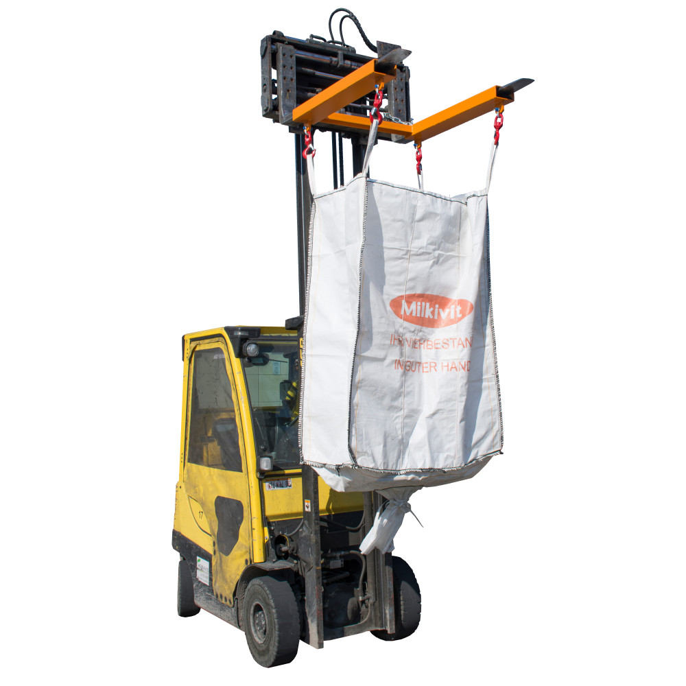 Produktabbildung Nr. 4: Bauer® Traverse für BIG BAG, Stapleraufnahme mit 4 Wirbellasthaken, TK 1.250 kg, lackiert, RAL 2000 gelborange