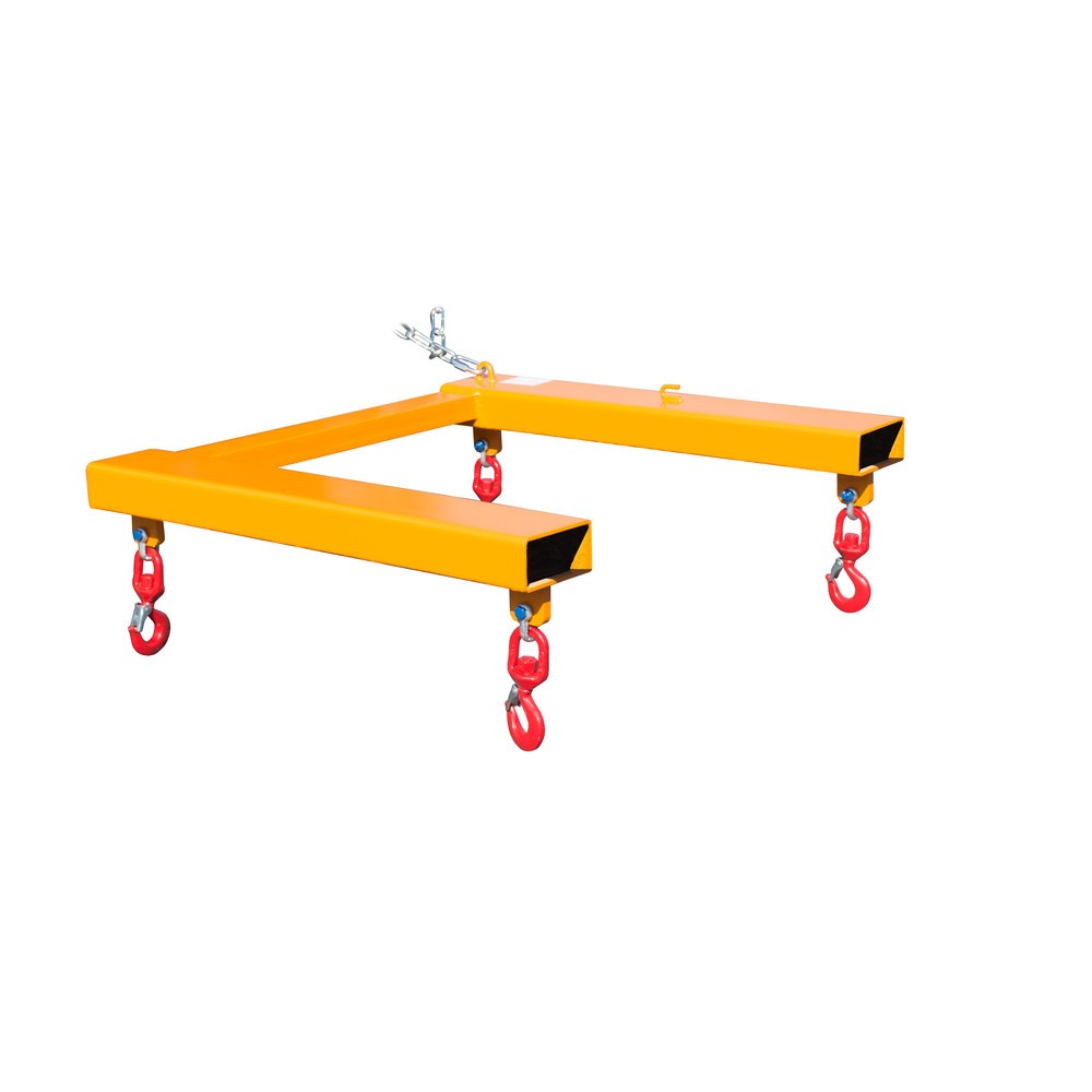 Produktabbildung: Bauer® Traverse für BIG BAG, Stapleraufnahme mit 4 Wirbellasthaken, TK 1.250 kg, lackiert, RAL 2000 gelborange